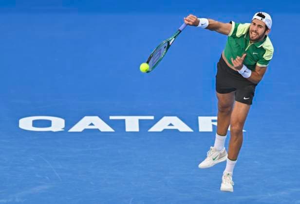 ATP, Tennis Herren Qatar Exxonmobil Open Tennis Tournament 2024 Karen Khachanov is playing against Fabian Marozsan of Hungary in his round of 16 singles match at the ATP Qatar ExxonMobil Open tennis tournament at the Khalifa International Tennis Complex in Doha, Qatar, on February 21, 2024. DOHA Qatar  Copyright: xNoushadxThekkayilx originalFilename:varittyakkal-atpqatar240221_npw6l.jpg