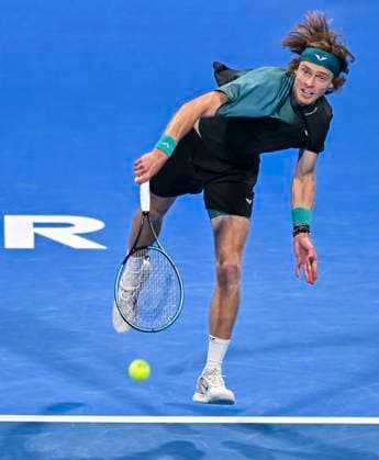 ATP, Tennis Herren Qatar Exxonmobil Open Tennis Tournament 2024 Andrey Rublev is playing against Richard Gasquet of France in his round of 16 singles match at the ATP Qatar ExxonMobil Open tennis tournament at the Khalifa International Tennis Complex in Doha, Qatar, on February 21, 2024. DOHA Qatar  Copyright: xNoushadxThekkayilx originalFilename:varittyakkal-atpqatar240221_np4jz.jpg