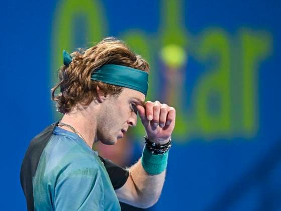 ATP, Tennis Herren Qatar Exxonmobil Open Tennis Tournament 2024 Andrey Rublev is playing against Richard Gasquet of France in his round of 16 singles match at the ATP Qatar ExxonMobil Open tennis tournament at the Khalifa International Tennis Complex in Doha, Qatar, on February 21, 2024. DOHA Qatar  Copyright: xNoushadxThekkayilx originalFilename:varittyakkal-atpqatar240221_nphvM.jpg
