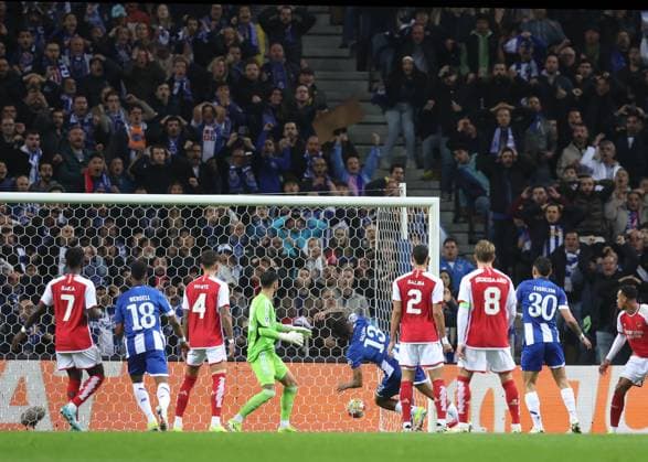 Porto, Portugal, 21st February 2024. Galeno of FC Porto misses the goal twice from close in during the UEFA Champions League match at the Estadio do Dragao, Porto. Picture credit should read: David Klein Sportimage EDITORIAL USE ONLY. No use with unauthorised audio, video, data, fixture lists, club league logos or live services. Online in-match use limited to 120 images, no video emulation. No use in betting, games or single club league player publications. SPI-2957-0026