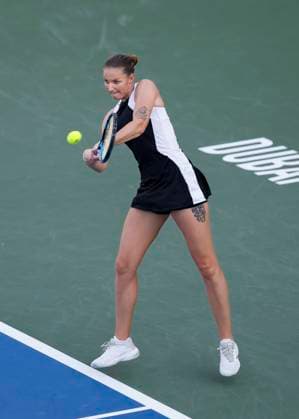 Karolina Pliskova, Tattoo, Dubai Duty Free Tennis Championships, Dubai, U.A.E. Copyright: xJuergenxHasenkopfx