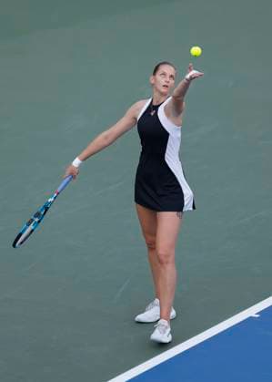 Karolina Pliskova, Tattoo, Dubai Duty Free Tennis Championships, Dubai, U.A.E. Tennis - Dubai Tennis Championships 2024 - WTA, Tennis Damen - Dubai Duty Free Tennis Stadium - Dubai - - United Arab Emirates - 21 February 2024. Copyright: xJuergenxHasenkopfx