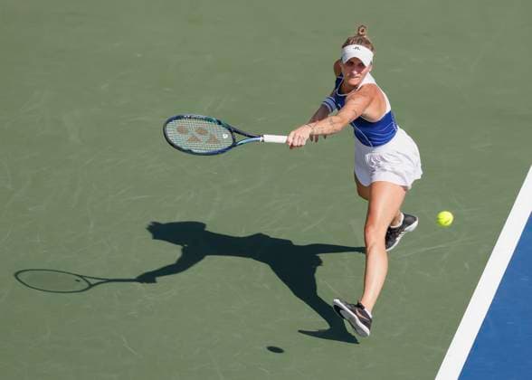 Marketa Vondrousova, Dubai Duty Free Tennis Championships, Dubai, U.A.E. Tennis - Dubai Tennis Championships 2024 - WTA, Tennis Damen - Dubai Duty Free Tennis Stadium - Dubai - - United Arab Emirates - 22 February 2024. Copyright: xJuergenxHasenkopfx