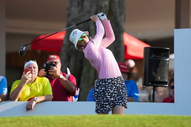 Honda LPGA, Golf Damen Thailand 2024 Madelene Sagstrom from Sweden is playing her tee shot during the first round of the Honda LPGA Thailand 2024 at Siam Country Club Old Course in Chonburi, Thailand, on February 22, 2024. Chonburi Thailand  Copyright: xVachiraxVachirax originalFilename:kalong-notitle240222_np2Cs.jpg