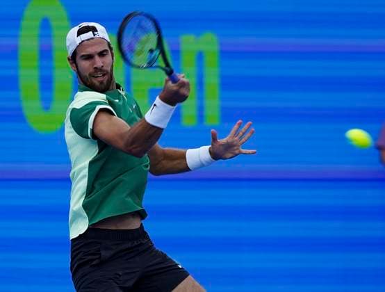 ATP, Tennis Herren Qatar Exxonmobil Open Tennis Tournament 2024 Karen Khachanov is playing against Emil Ruusuvuori of Finland in his quarterfinal singles match at the ATP Qatar ExxonMobil Open tennis tournament at the Khalifa International Tennis Complex in Doha, Qatar, on February 22, 2024. DOHA Qatar  Copyright: xNoushadxThekkayilx originalFilename:varittyakkal-atpqatar240222_npGf9.jpg
