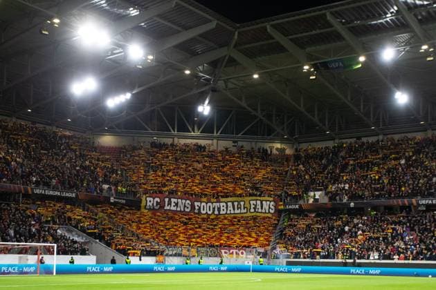 UEFA Europa League: SC Freiburg - RC Lens; 22.02.20224 Stadion bis zum Spielanfang, Fans von RC Lens UEFA Europa League: SC Freiburg - RC Lens; Europa-Park-Stadion, Freiburg; 22.02.20224 Copyright: xBEAUTIFULxSPORTS Buriakovx