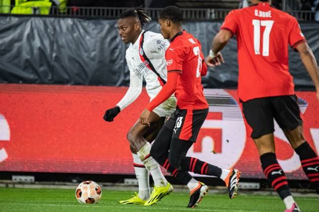 Rafael Leao (AC Milan) FOOTBALL : Stade Rennais x AC Milan - Ligue Europa - Barrage retour - 22 02 2024 BaptisteAutissier Panoramic 