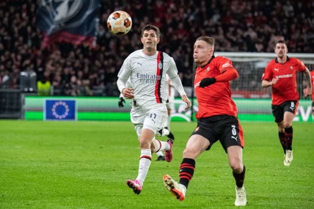 Christian Pulisic (AC Milan) FOOTBALL : Stade Rennais x AC Milan - Ligue Europa - Barrage retour - 22 02 2024 BaptisteAutissier Panoramic 