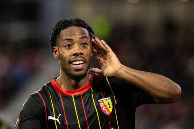 UEFA Europa League: SC Freiburg - RC Lens; 22.02.20224 Eyle Wahi (RC Lens, 9) im Jubel zum 0:2 für RC Lens UEFA Europa League: SC Freiburg - RC Lens; Europa-Park-Stadion, Freiburg; 22.02.20224 Copyright: xBEAUTIFULxSPORTS Buriakovx