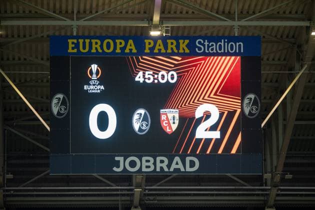 UEFA Europa League: SC Freiburg - RC Lens; 22.02.20224 Halbzeitstand, 0:2 UEFA Europa League: SC Freiburg - RC Lens; Europa-Park-Stadion, Freiburg; 22.02.20224 Copyright: xBEAUTIFULxSPORTS Buriakovx