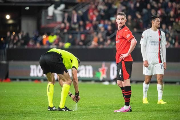 Benjamin Bourigeaud (Stade Rennais) FOOTBALL : Stade Rennais x AC Milan - Ligue Europa - Barrage retour - 22 02 2024 BaptisteAutissier Panoramic 