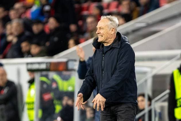 UEFA Europa League: SC Freiburg - RC Lens; 22.02.20224 Christian Streich (SC Freiburg, Cheftrainer) UEFA Europa League: SC Freiburg - RC Lens; Europa-Park-Stadion, Freiburg; 22.02.20224 Copyright: xBEAUTIFULxSPORTS Buriakovx