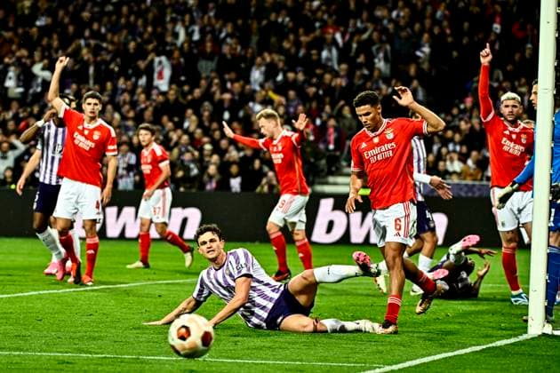Action TFC vs Benfica FOOTBALL : Toulouse vs Benfica - 16eme de Finale Match Retour Europa League - Toulouse - 22 02 2024 ThierryBreton Panoramic 