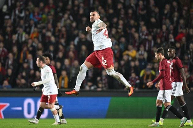 Abdulkerim Bardakci (Galatasaray) celebrates a goal in the Europa League 2nd round return leg match AC Sparta Prague vs Galatasaray Istanbul, Prague, February 22, 2024. (CTKxPhoto MichalxKamaryt) CTKPhotoP2024022209169  CTKPhotoP2024022209169