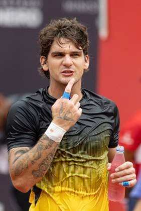 21st February 2024: Jockey Club, Brasileiro, Brazil: Rio Open Tennis tournament: Thiago Seyboth Wild (BRA) celebrates his win against Jaume Munar (ESP)  ActionPlus12611164 DanielxCasteloxBranco