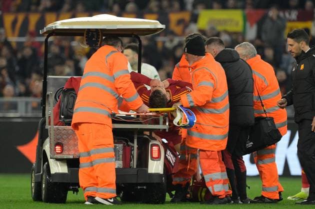 Diego Llorente (AS Roma); leaves due to injury during the UEFA Europa League 2023-2024 football match between AS Roma and Feyenoord at the Olympic Stadium in Rome on February 22, 2024.  Copyright: xFabrizioxCorradetti IPAxSportx x xx IPA_43662186 IPA_Agency_IPA43662186