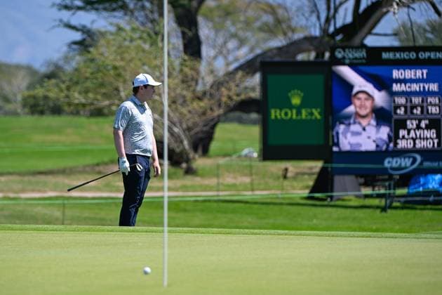 VALLARTA, - FEBRUARY 22: Robert McIntyre (SCO) reacts after chipping up tight on 15 during Rd1 of the Mexico Open at Vidanta on February 22, 2024 in Puerto Vallarta, Mexico. (Photo by Ken Murray Icon Sportswire) GOLF: FEB 22 PGA, Golf Herren Mexico Open at Vidanta EDITORIAL USE ONLY Icon2402220311
