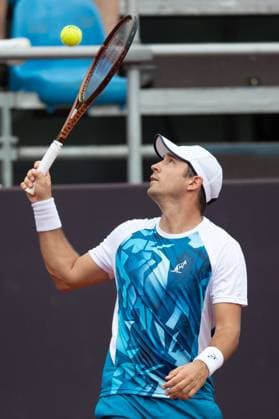 (240223) -- RIO DE JANEIRO, Feb. 23, 2024 -- Dusan Lajovic of Serbia reacts during the round 16 match against Laslo Djere of Serbia at the 2024 ATP500 Rio Open at Jockey Club Brasileiro in Rio de Janeiro, Brazil, Feb. 22, 2024. ) (SP)BRAZIL-RIO DE JANEIRO-TENNIS-ATP500-RIO OPEN WangxTiancong 