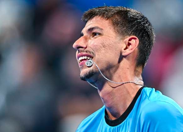 ATP, Tennis Herren Qatar Exxonmobil Open Tennis Tournament 2024 Alexei Popyrin of Australia is playing in his semifinal singles match against Karen Khachanov at the ATP Qatar ExxonMobil Open tennis tournament at the Khalifa International Tennis Complex in Doha, Qatar, on February 23, 2024. DOHA Qatar  Copyright: xNoushadxThekkayilx originalFilename:varittyakkal-atpqatar240223_npRpV.jpg