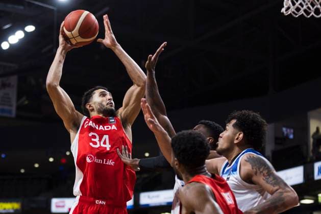February 23, 2024, St. Catharines, On, Canada: Canada s Jackson Rowe (34) goes to the basket against Nicaragua during first half FIBA AmeriCup qualification play in St. Catharines, Ont., Friday, February 23, 2024. Canada News - February 23, 2024  - ZUMAc35_ 20240223_zaf_c35_147 Copyright: xNickxIwanyshynx