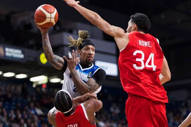 February 23, 2024, St. Catharines, On, Canada: Jared Ruiz (24) of Nicaragua goes to the basket against Canada during first half FIBA AmeriCup qualification play in St. Catharines, Ont., Friday, February 23, 2024. Canada News - February 23, 2024  - ZUMAc35_ 20240223_zaf_c35_149 Copyright: xNickxIwanyshynx