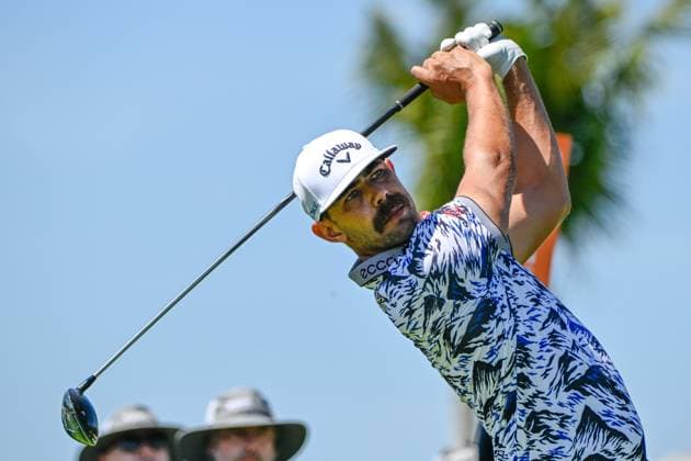 VALLARTA, - FEBRUARY 24: Erik van Rooyen (RSA) watches his tee shot on 2 during Rd3 of the Mexico Open at Vidanta on February 24, 2024 in Puerto Vallarta, Mexico. (Photo by Ken Murray Icon Sportswire) GOLF: FEB 24 PGA, Golf Herren Mexico Open at Vidanta EDITORIAL USE ONLY Icon2402240023