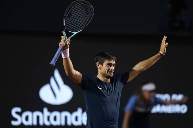 Jockey Club Brasileiro Mariano Navone (ARG) celebrates his victory after facing Cameron Norrie (GBR), in the semi-final of the Rio Open 2024, at the Jockey Club Brasileiro, this Saturday 24. 30761 (Daniel Castelo Branco SPP) Copyright: xDanielxCasteloxBrancox xSPPx spp-en-DaCaBr-DANI7685