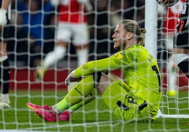 (240225) -- LONDON, Feb. 25, 2024 -- Newcastle United s goalkeeper Loris Karius looks dejected as Arsenal scores the fourth goal during the English Premier League match between Arsenal and Newcastle United in London, Britain, Feb. 24, 2024. FOR EDITORIAL USE ONLY. NOT FOR SALE FOR MARKETING OR ADVERTISING CAMPAIGNS. NO USE WITH UNAUTHORIZED AUDIO, VIDEO, DATA, FIXTURE LISTS, CLUB LEAGUE LOGOS OR LIVE SERVICES. ONLINE IN-MATCH USE LIMITED TO 45 IMAGES, NO VIDEO EMULATION. NO USE IN BETTING, GAMES OR SINGLE CLUB LEAGUE PLAYER PUBLICATIONS. (SP)BRITAIN-LONDON-FOOTBALL-ENGLISH PREMIER LEAGUE-ARSENAL VS NEWCASTLE UNITED LixYing 