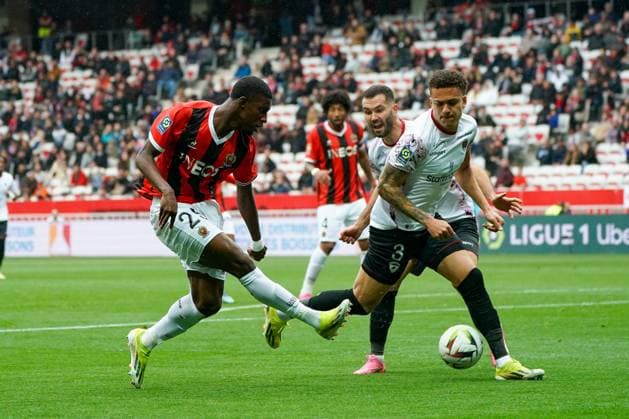 Mohamed-Ali Cho (OGC Nice) - Neto Borges (Clermont Foot 63) FOOTBALL : OGC Nice vs Clermont Foot 63 - Ligue 1 Uber Eats - Nice - 25 02 2024 NorbertScanella Panoramic 