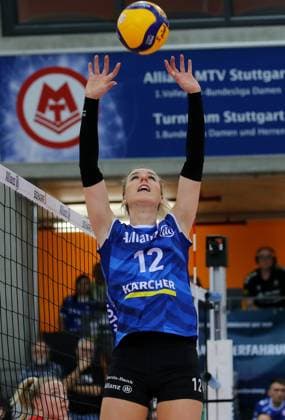 BAU 25.2.2024 Stuttgart Volleyball Allianz MTV Stuttgart vs. Dresdner SC, Britt Bongaerts (Stuttgart)
