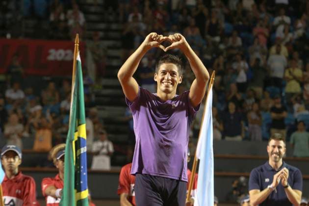 Jockey Club Brasileiro Sebastian Baez (ARG), celebrates the title of the Rio Open 2024 after facing Mariano Navone (ARG), in the final of the Rio Open 2024, at the Jockey Club Brasileiro, this Sunday, 25. 30761 (Daniel Castelo Branco SPP) Copyright: xDanielxCasteloxBrancox xSPPx spp-en-DaCaBr-DANL1554