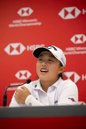 (240227) -- SINGAPORE, Feb. 27, 2024 -- Yin Ruoning of China attends the HSBC Women s World Championship, WM, Weltmeisterschaft pre-tournament press conference, PK, Pressekonferenz held at the Singapore s Sentosa Golf Club on Feb. 27, 2024. (Photo by Xinhua) (SP)SINGAPORE-GOLF-WOMEN S WORLD CHAMPIONSHIP-PRESS CONFERENCE ThenxChihxWey 