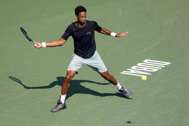 Sport Bilder des Tages Gael Monfils (FRA), Dubai Duty Free Tennis Championships, Dubai, U.A.E. Tennis - Dubai Tennis Championships 2024 - ATP, Tennis Herren - Dubai Duty Free Tennis Stadium - Dubai - - United Arab Emirates - 27 February 2024. Copyright: xJuergenxHasenkopfx