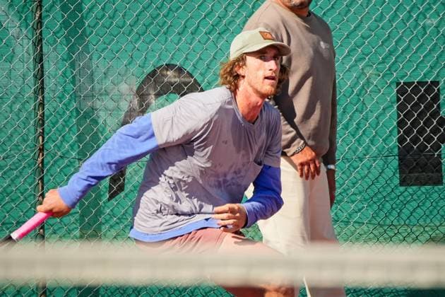 Faro - February 27 2024, 33 FARO FUTURE PORTUGAL 3, ITF World Tennis Tour M25, Prize Money $25,000, hard surface. Keegan Smith (USA) during Round 1 match between Keegan Smith (USA) and Henrik Wiersholm (USA) Copyright: xNunoxPiresxVelosox