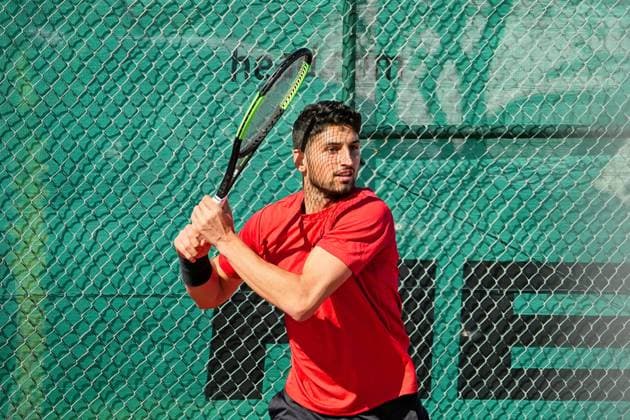 Faro - February 27 2024, 33 FARO FUTURE PORTUGAL 3, ITF World Tennis Tour M25, Prize Money $25,000, hard surface. Altug Celikbilek (TUR) during Round 1 match between Altug Celikbilek (TUR) and Jacopo Berrettini (ITA) Copyright: xNunoxPiresxVelosox