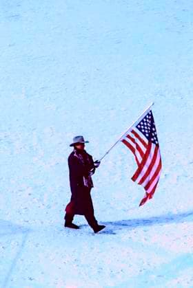 1994 Winter Olympics opening ceremony, Cammy Myler, USA Flag Bearer at the 1994 Winter Olympics opening ceremony, Lillehammer, Norway. Lillehammer Norway Copyright: xPaulxJxSutton Duomo PCNx OL9401 CR005
