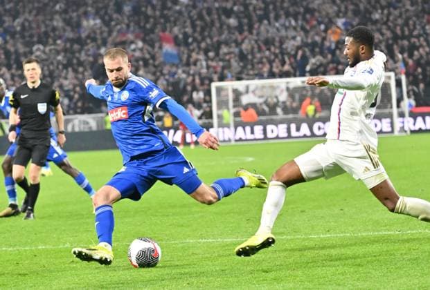 Lucas Perrin (strasbourg) FOOTBALL: Olympique Lyonnais vs Racing Club de Strasbourg Alsace - 1 4 Coupe de France - 27 02 2024 FredericChambert Panoramic 