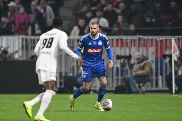 Lucas Perrin (strasbourg) FOOTBALL: Olympique Lyonnais vs Racing Club de Strasbourg Alsace - 1 4 Coupe de France - 27 02 2024 FredericChambert Panoramic 