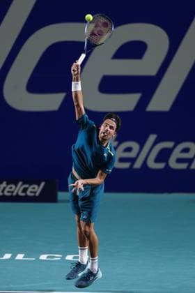 (240228) -- ACAPULCO, Feb. 28, 2024 -- Daniel Altmaier of Germany serves during the men s singles first round match between Daniel Altmaier and Alexander Zverev of Germany at the 2024 ATP, Tennis Herren Mexican Open tennis tournament in Acapulco, Mexico, Feb. 27, 2024. (Photo by Xinhua) (SP)MEXICO-ACAPULCO-TENNIS-ATP-MEXICAN OPEN FranciscoxCanedo 