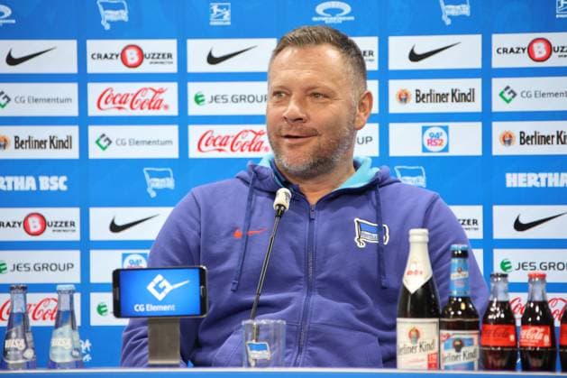 DEU, DFL, 2. FBL Hertha BSC, PK, 28.02.2024, Sportforum, Berlin, DEU, DFL, 2. FBL Hertha BSC, PK, im Bild Cheftrainer Pal Dardai (Hertha BSC Berlin), Benjamin Weber (Sportdirektor, Hertha BSC Berlin) DFL - regulations prohibit any use of Photographs as image sequences and or quasi-video Foto: Juergen Engler nordphoto GmbH