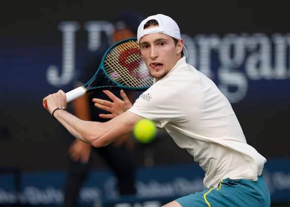 Sport Bilder des Tages Ugo Humbert, Dubai Duty Free Tennis Championships, Dubai, U.A.E. Tennis - Dubai Tennis Championships 2024 - ATP, Tennis Herren - Dubai Duty Free Tennis Stadium - Dubai - - United Arab Emirates - 28 February 2024. Copyright: xJuergenxHasenkopfx