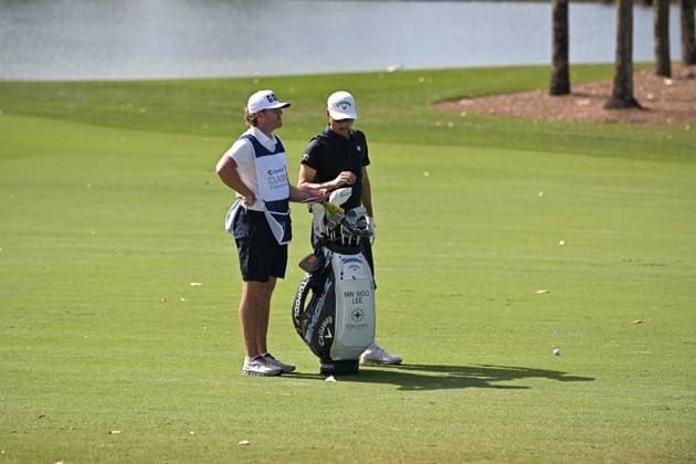 PALM BEACH GARDENS, FL - FEBRUARY 28: Min Woo Lee (AUS) and Nick Dunlap (USA) play in the Pro-AM golf tournament at the Cognizant Classic at PGA, Golf Herren National on February 28, 2024, in Palm Beach Gardens, Florida. (Photo by Michele Eve Sandberg Icon Sportswire) GOLF: FEB 28 PGA Cognizant Classic in The Palm Beaches EDITORIAL USE ONLY Icon2402281005