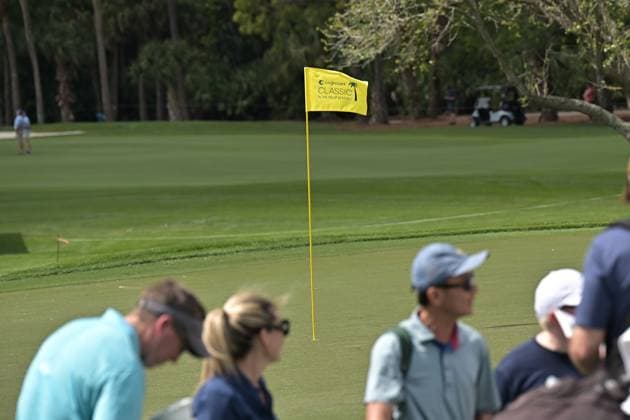 PALM BEACH GARDENS, FL - FEBRUARY 28: Cognizant flag on the folf course during the Pro-AM golf tournament at the Cognizant Classic at PGA, Golf Herren National on February 28, 2024, in Palm Beach Gardens, Florida. (Photo by Michele Eve Sandberg Icon Sportswire) GOLF: FEB 28 PGA Cognizant Classic in The Palm Beaches EDITORIAL USE ONLY Icon24022820014
