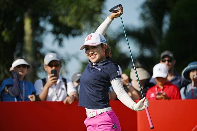 (240229) -- SINGAPORE, Feb. 29, 2024 -- Furue Ayaka of Japan competes during the first day of the HSBC Women s World Championship, WM, Weltmeisterschaft held in Singapore s Sentosa Golf Club on Feb. 29, 2024. (Photo by Xinhua) (SP)SINGAPORE-GOLF-WOMEN S WORLD CHAMPIONSHIP ThenxChihxWey 