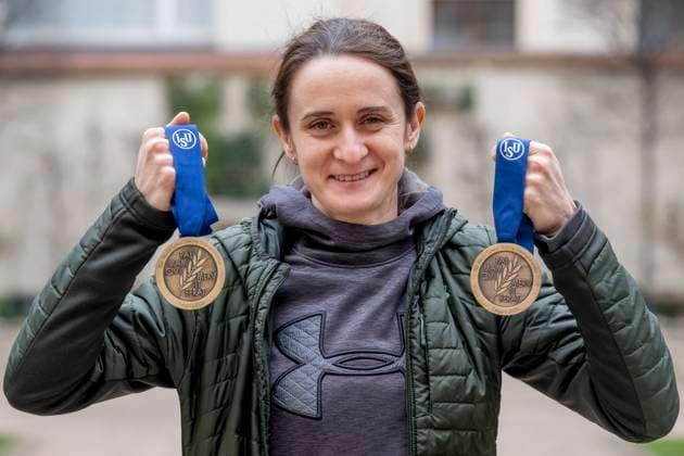Czech Speed skater Martina Sablikova poses to photographers during the press conference, PK, Pressekonferenz in Prague, Czech Republic, February 29, 2024. (CTKxPhoto OndrejxDeml) CTKPhotoP2024022903554  CTKPhotoP2024022903554
