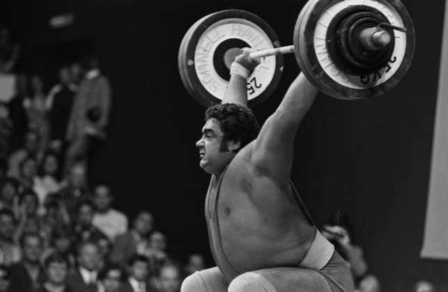 Munich, Germany. Soviet weightlifter Vasily Alekseyev who won a gold medal in the super heavyweight category lifts a barbell at the 1972 Summer Olympics. Alexander Katkov TASS  32407165