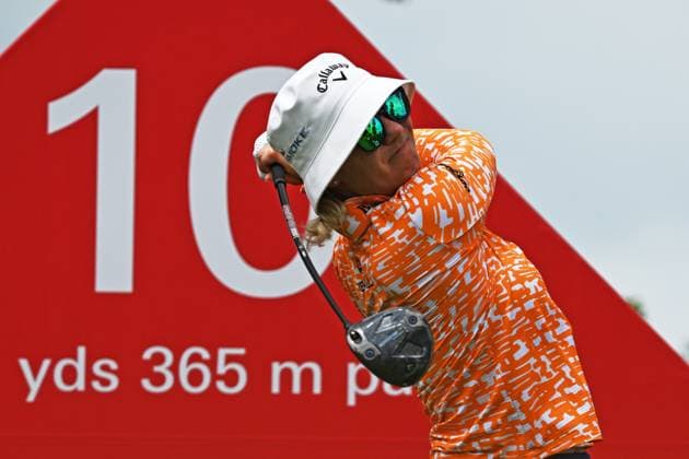 (240301) -- SINGAPORE, March 1, 2024 -- Madelene Sagstrom of Sweden competes during the second day of the HSBC Women s World Championship, WM, Weltmeisterschaft held in Singapore s Sentosa Golf Club on March 1, 2024. (Photo by Then Chih Wey Xinhua) (SP)SINGAPORE-GOLF-WOMEN S WORLD CHAMPIONSHIP XinxJiapo 
