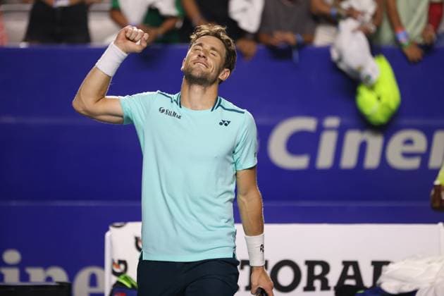 (240301) -- ACAPULCO, March 1, 2024 -- Casper Ruud of Norway celebrates victory after the quarterfinal match against Ben Shelton of the United States at the 2024 ATP, Tennis Herren Mexican Open tennis tournament in Acapulco, Mexico, March 1, 2024. ) (SP)MEXICO-ACAPULCO-TENNIS-ATP-MEXICAN OPEN-QUARTERFINAL LixMengxin 