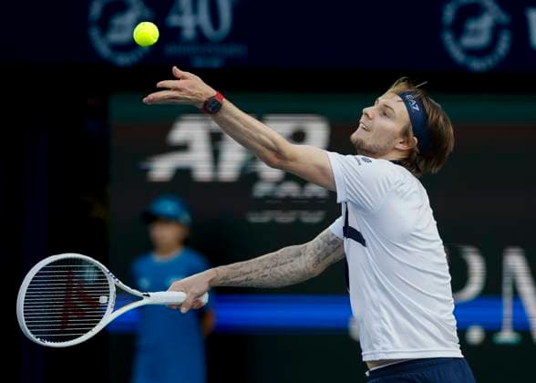 Alexander Bublik, Dubai Duty Free Tennis Championships, Dubai, U.A.E. Tennis - Dubai Tennis Championships 2024 - ATP, Tennis Herren - Dubai Duty Free Tennis Stadium - Dubai - - United Arab Emirates - 1 March 2024. Copyright: xJuergenxHasenkopfx
