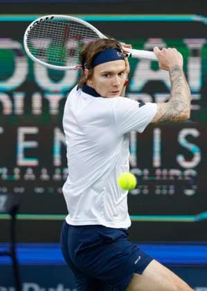Alexander Bublik, Dubai Duty Free Tennis Championships, Dubai, U.A.E. Tennis - Dubai Tennis Championships 2024 - ATP, Tennis Herren - Dubai Duty Free Tennis Stadium - Dubai - - United Arab Emirates - 1 March 2024. Copyright: xJuergenxHasenkopfx